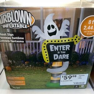 Gemmy Airblown Inflatable ghost trick or treat sign 8 feet tall